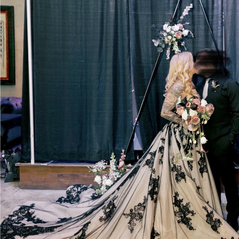 Elegant Black and Champagne Wedding Gown